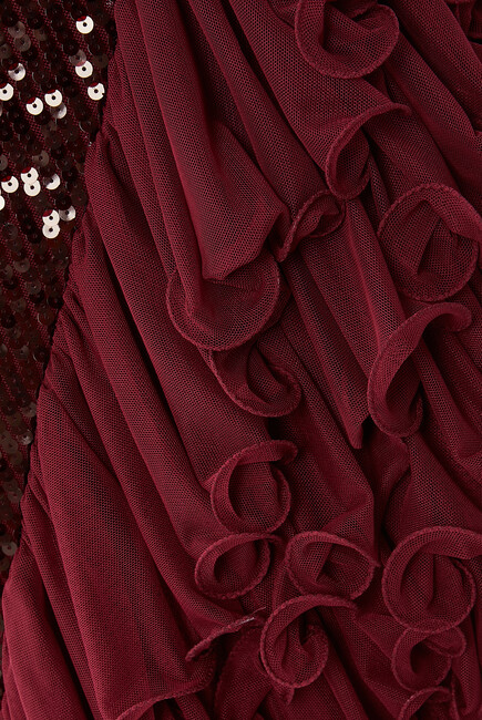 Sequinned Ruffle Midi Dress